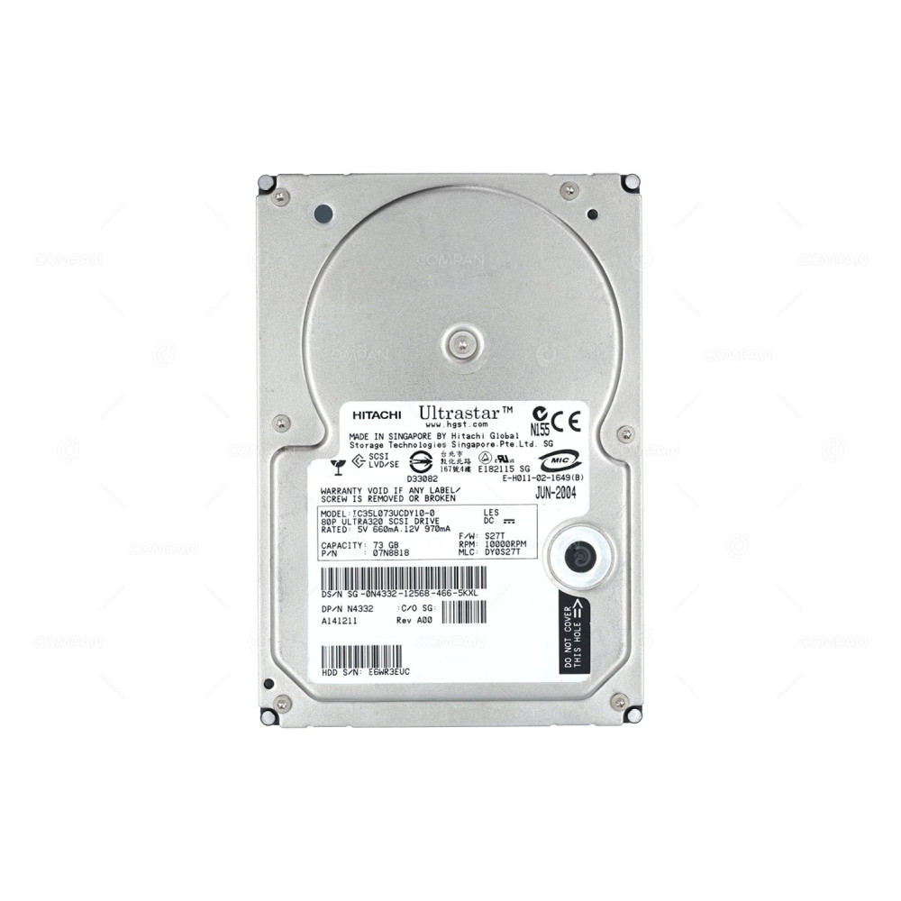 N4332 DELL HARD DRIVE 73GB 10K U320 3.5 SCSI 0N4332